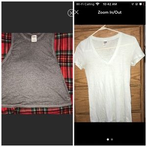 2 VS basic tops! 1 tank cropped top! 1 v neck basic tee